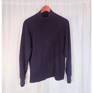 Lands' End Women's Medium M Long Sleeve Mock Turtleneck Top 100% Cotton